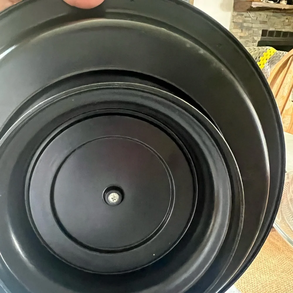 VTG Black Asian Lacquer Ware Lazy Susan Red & Black  5 Sections Server + Lid